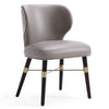 Manhattan Comfort Modern Strine Dining Chair Upholstered Velvet & Leatherette with Solid Wood Legs - Dark Taupe|Chaise de salle à manger moderne Strine de Manhattan Comfort revêtue de velours avec pattes en bois massif - taupe foncé