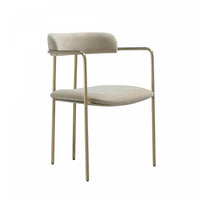 Serene Mid-Century Modern Metal Upholstered Dining Chair in Taupe 
