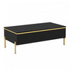 Lustra 39.4 Inch Modern High-Gloss Coffee Table with Dual Drawers and Gold Accents, Black | Lustra Table Basse Moderne Haute Brillance 39.4 po avec Double Tiroirs et Accents Dores, Noir