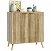 HOMCOM 55" Modern Sideboard Buffet Cabinet with Storage 2 Fluted Doors Oak
