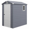 Outsunny 4.5' X 6' Garden Storage Shed W/ Latch Door, Air Vents, Pp, Grey|Outsunny Abri De Jardin 4,5' X 6' Porte A Loquet, Bouches D'aeration, Gris