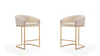 Louvre Mid-Century Modern Metal Upholstered Counter Stool in Cream - Set of 2 | Tabouret de comptoir rembourre en metal style mid-century Louvre, creme - Lot de 2
