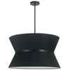 Dainolite Caterine 4 Light Pendant 24" Dia Matte Black Finish Black Ring/Black Shade Lamp|Luminaire suspendu Caterine de Dainolite de 24 po de diamètre, avec abat-jour noir, anneau noir, fini noir mat et 4 ampoules