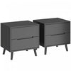 HOMCOM Nightstands Set of 2, Bedside Table w/ 2 Drawers and Wood Legs Black