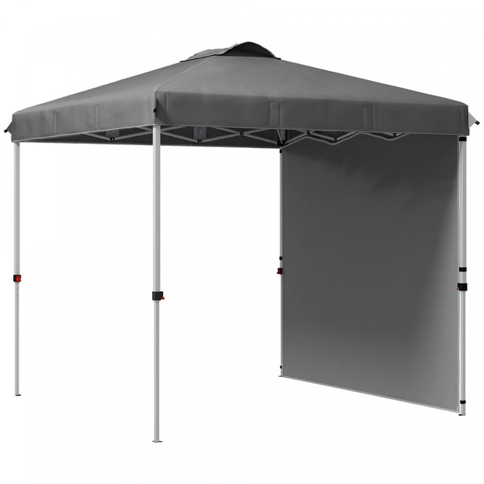 Outsunny 8x8 Adjustable Pop Up Canopy Tent W/ 1 Sidewall, Dark Grey