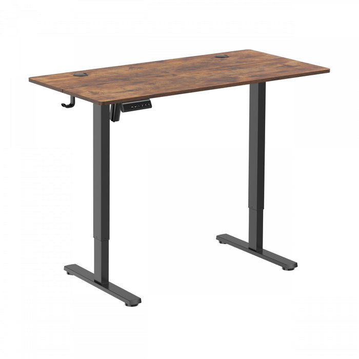 TygerClaw Sit-Stand Desk with USB Ports and Storage in Brown