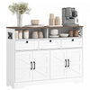 HOMCOM Sideboard, Buffet Cabinet with 4 Barn Doors and 3 Drawers White