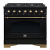 Forno Antico 36" Dual Fuel Gas Range, Black, 4.5 cu.ft. - FFSGS6113-36BLK | Cuisiniere a double combustible Antico 36 po , noire, 4,5 pi³ - FFSGS6113-36BLK