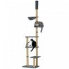 Pawhut floor To Ceiling Cat Tree, 90.5" - 98.5" Adjustable height Cat Tower with Scratching Post, Dangling Balls, Platforms, Bed, Hammock, Grey