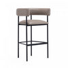 Onda Contemporary Vegan Leather Metal Upholstered Barstool in Taupe | Tabouret de bar contemporain Onda en similicuir vegan et metal, coloris taupe