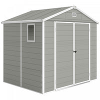 Outsunny 8' x 6' Plastic Garden Storage Shed with Air Vents, Light Grey