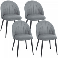 HOMCOM Dining Chairs Set of 4 Kitchen Chairs with Metal Legs Grey
