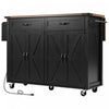 Elton 53.5" Engineered Wood Kitchen Carts With Power Outlet And Storage - Black | Chariot De Cuisine Elton 53,5" En Bois Reconstitue Avec Prise Electrique Et Rangement - Noir