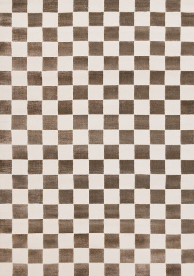 Leopold Checkered Brown White Geometric Area Rug - 2'7" x 4'11"|Carpette géométrique Leopold brune et blanche à motif de carreaux - 2 pi 7 po x 4 pi 11 po
