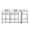 Augusta Modern Metal Upholstered Barstool in White - Set of 3 | Tabouret de bar moderne Augusta en metal et tissu blanc - Lot de 3