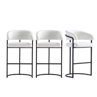 Augusta Modern Metal Upholstered Barstool in White - Set of 3