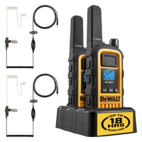 2 Dewalt Dxfrs800 Walkie Talkies Plus Earpieces - 2 Watt, Heavy Duty, 22 Channel Long Range Two Way 
