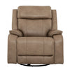 Marlow 37 in. Leather Match Swivel Glider Manual Recliner - Taupe | Fauteuil inclinable manuel pivotant a mouvement coulissant Marlow de 37 po en cuir assorti - Taupe