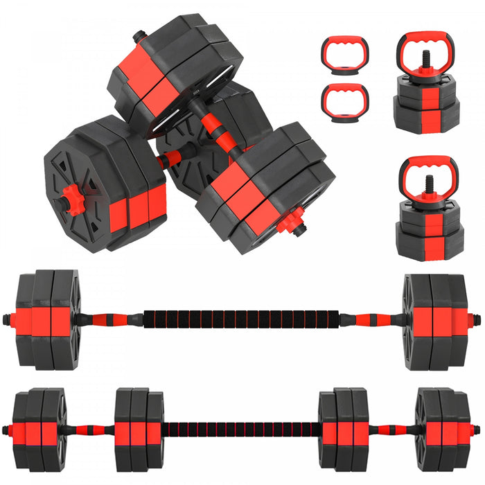 Soozier 6-in-1 Adjustable Dumbbell Set, 66lbs Free Weights Set, Red