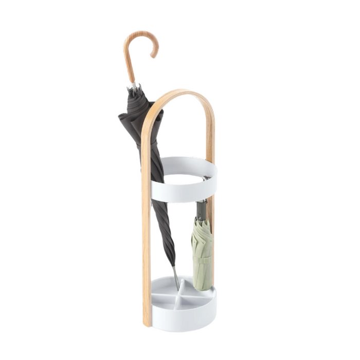 Umbra Modern Steel Bellwood Umbrella Stand - White and Natural