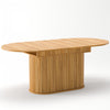 Noah Extendable Oval Dining Table with Striped Legs,Light Brown | Noah Table a manger ovale extensible avec pieds rayes, brun clair