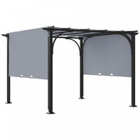 Outsunny 10' X 10' Outdoor Pergola Patio Gazebo Retractable Canopy, Grey