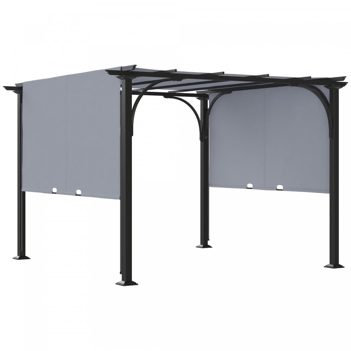 Outsunny 10' X 10' Outdoor Pergola Patio Gazebo Retractable Canopy, Grey