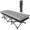 Outsunny Camping Cot with Pad, 32" Extra Wide Folding Cots, Grey