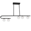 Dainolite Atlas 5 Light Horizontal Pendant Matte Black Finish White Glass Lamp|Luminaire suspendu horizontal Atlas de Dainolite en verre blanc, avec fini noir mat et 5 ampoules
