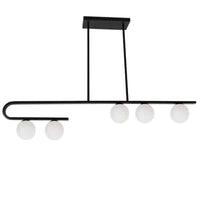 Dainolite Atlas 5 Light Horizontal Pendant Matte Black Finish White Glass Lamp