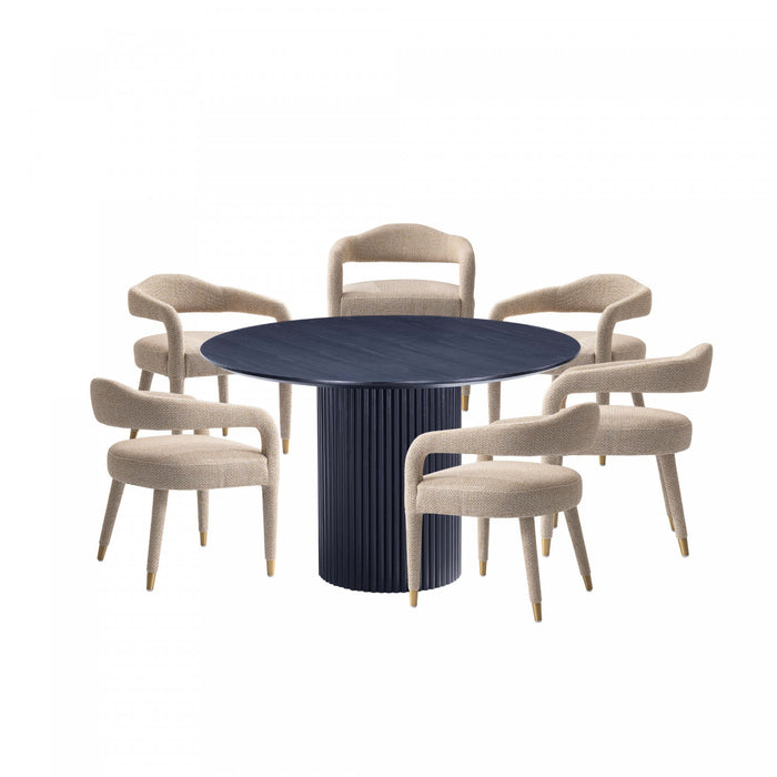 Aspen and Hathaway Modern Industry Chic 7-Piece Dining Set in Silver Lining and Black