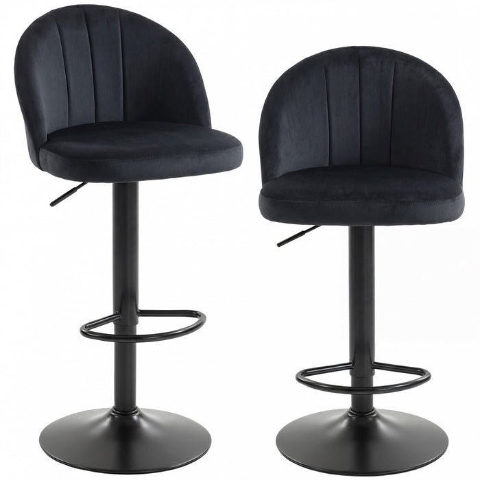 HOMCOM Bar Stools Set of 2, Swivel Counter Height Barstools, Black