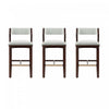 Patricia Modern Wood Upholstered Barstool in White Glacier - Set of 3 | Tabouret de bar moderne en bois Patricia avec revetement en Glacier blanc - Lot de 3