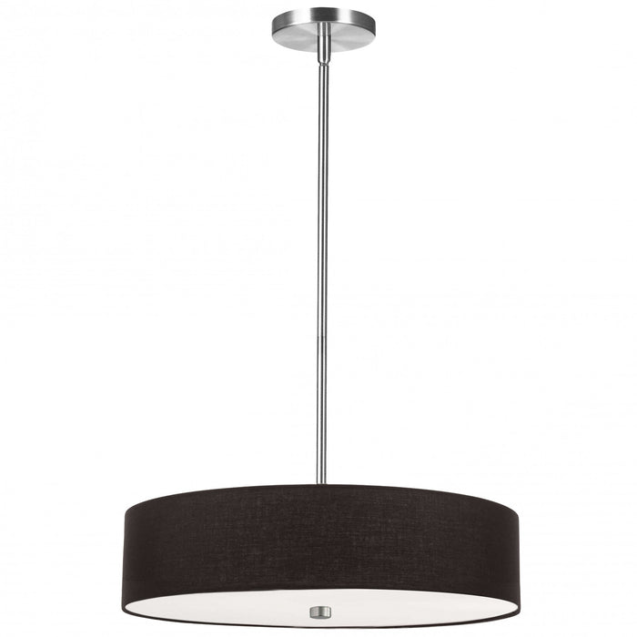 Dainolite Everly 4 Light Pendant Polish Chrome Finish Black Shade Lamp