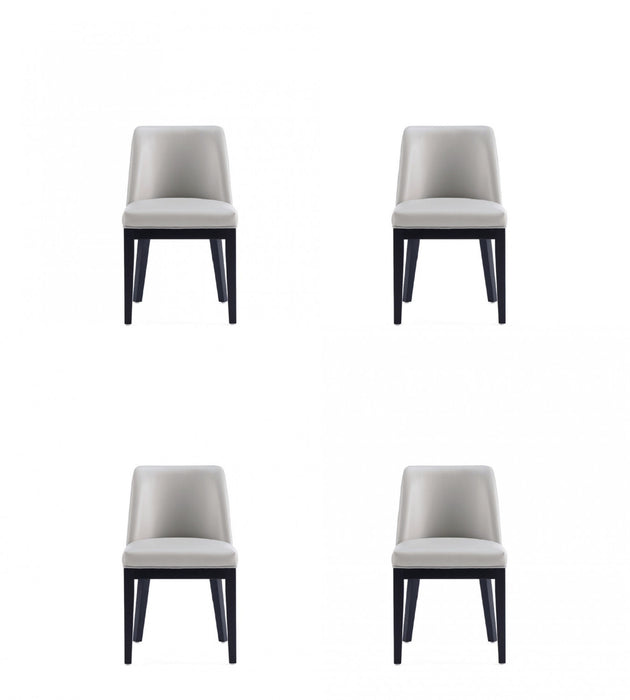 Gansevoort Modern Wood Vegan Leather Dining Chair in Light Gray - Set of 4