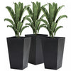 Outsunny Set Of 3 Tall Planters With Drainage Hole, Outdoor & Indoor Flower Pot Set For Front Door, |Outsunny Lot De 3 Pots De Fleurs Hauts Pour Porte D'entree, Entree, Patio Et Terrasse, Noir