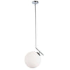 Dainolite Orion 1 Light Pendant Polished Chrome Finish White Glass Lamp|Luminaire suspendu Orion de Dainolite en verre blanc, avec fini chromé poli et 1 ampoule