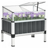 Outsunny Raised Garden Bed W/ Pc Board Greenhouse, 31"x20"x29", Dark Grey|Outsunny Lit De Jardin Sureleve Avec Serre, 31"x20"x29", Gris Fonce