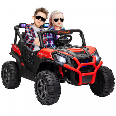 Qaba 2 Seater Electric Car For Kids, 24v 7ah Big Battery Powered Ride-On Ride Car With Remote Contro|Qaba Voiture Electrique 2 Places Pour Enfants, Alimentee Par Batterie 24 V, Avec Telecommande, 3 Vit