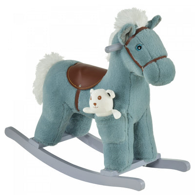 Qaba Kids Plush Ride-on Rocking Horse Toy Ride On Rocker With Plush Toy Realistic Sounds For Child 1|Qaba Kids Ride-on En Peluche Cheval A Bascule Ride Sur Rocker Avec Des Sons Realistes En Peluche Pou