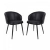 Looma Contemporary Modern Vegan Leather Metal Side Chair in Black - Set of 2 | Chaise laterale moderne contemporaine Looma en cuir vegetalien et metal noir - Lot de 2