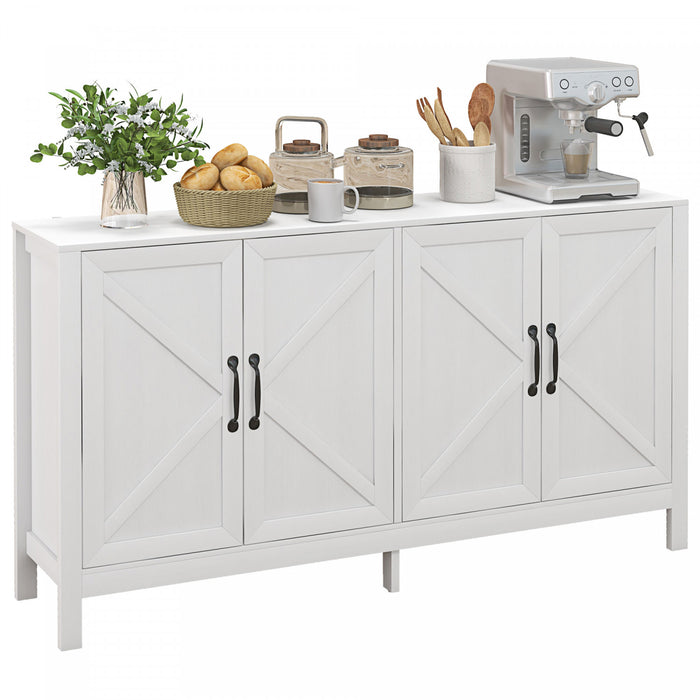 HOMCOM Storage Cabinet, Buffet Sideboard with Barn Door, Shelf, White