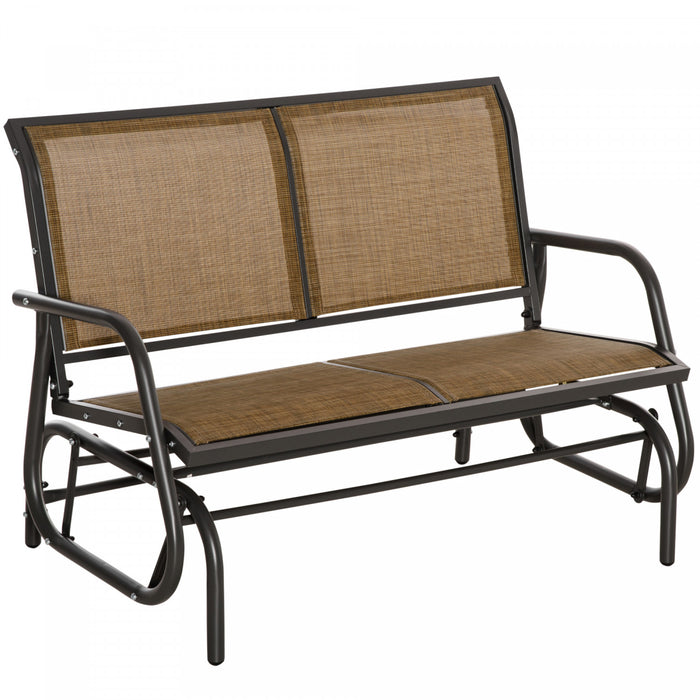 Outsunny Double Glider Outdoor Steel Sling Fabric Gliding Bench, Brown