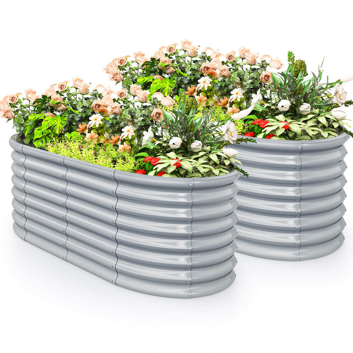 Costway 2 Pcs Raised Garden Bed Kit Planter Raised Garden Boxes Outdoor 65\" X 32\" X 24\" Gray