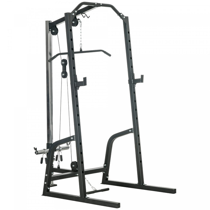 Soozier Power Cage With Pulley System, Squat Rack, Pull Up / Push Up Stand