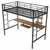 Andy Twin Loft Space-saving Metal Bed With Desk And Led Light - Black | Andy – Lit Mezzanine Simple En Metal Avec Bureau Et Eclairage Led, Design Gain De Place – Noir