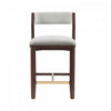 Patricia Modern Wood Upholstered Counter Stool in White Glacier Bar Stool | Tabouret de comptoir moderne Patricia en bois avec revetement en tissu, coloris Glacier blanc