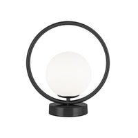 Dainolite Adrienna 1 Light Table Lamp Matte Black Finish White Opal Glass