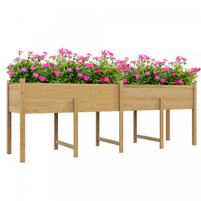 Outsunny Extra Large Wooden Planter Box With Legs & Drain Holes, Natural