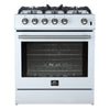 Forno Leonardo Espresso 30" White Gas Range, 5 cu.ft Convection Oven-FFSGS1116-30WHT | Cuisiniere a gaz Leonardo Espresso de 30", blanc, 5 pi³ – FFSGS1116-30WHT